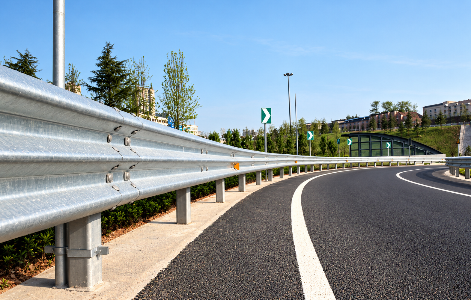 Highway W-beam guardrail