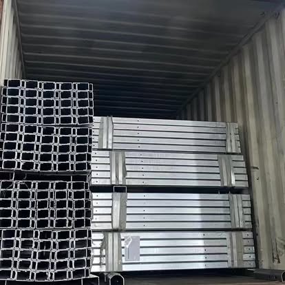 Galvanized products loaded in a shipping container