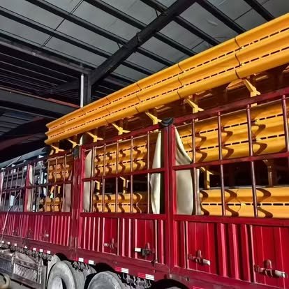 Guardrails loaded on a delivery truck