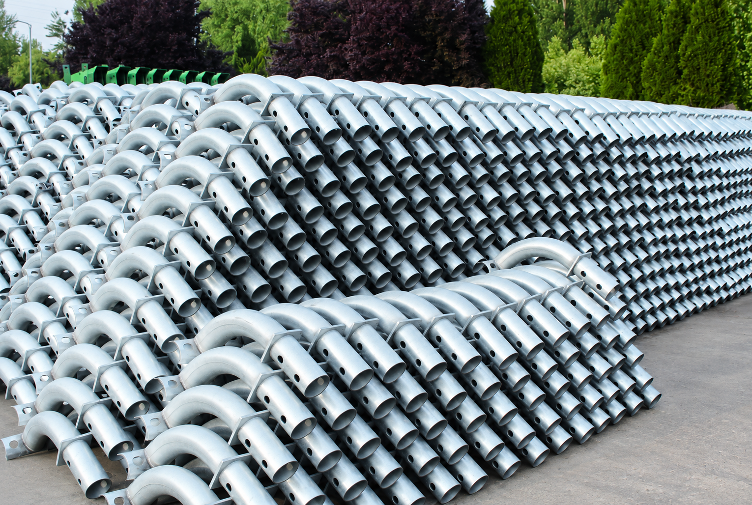 Galvanized guardrail accessories at the factory