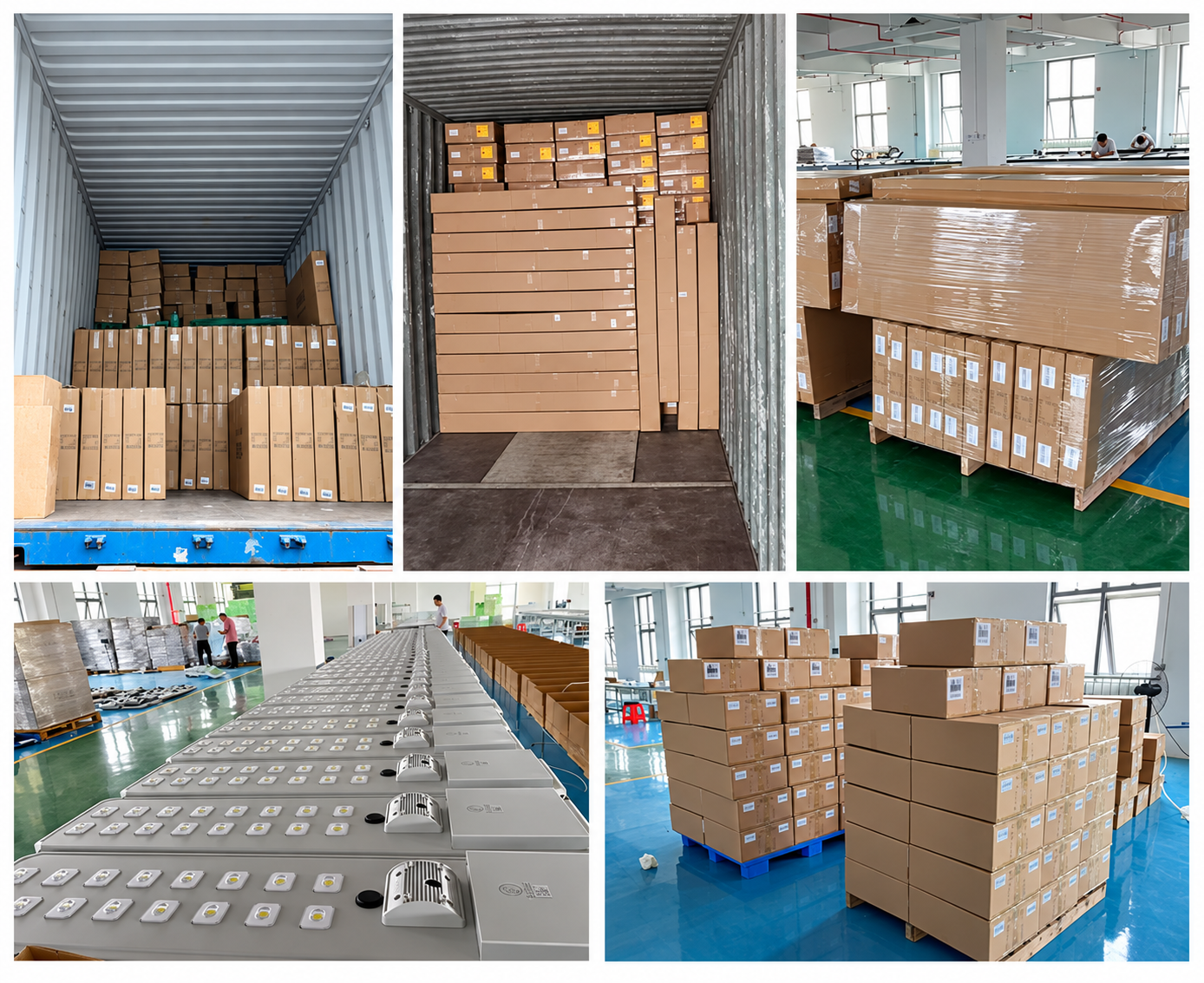 Reference collage of lighting equipment packing and shipment