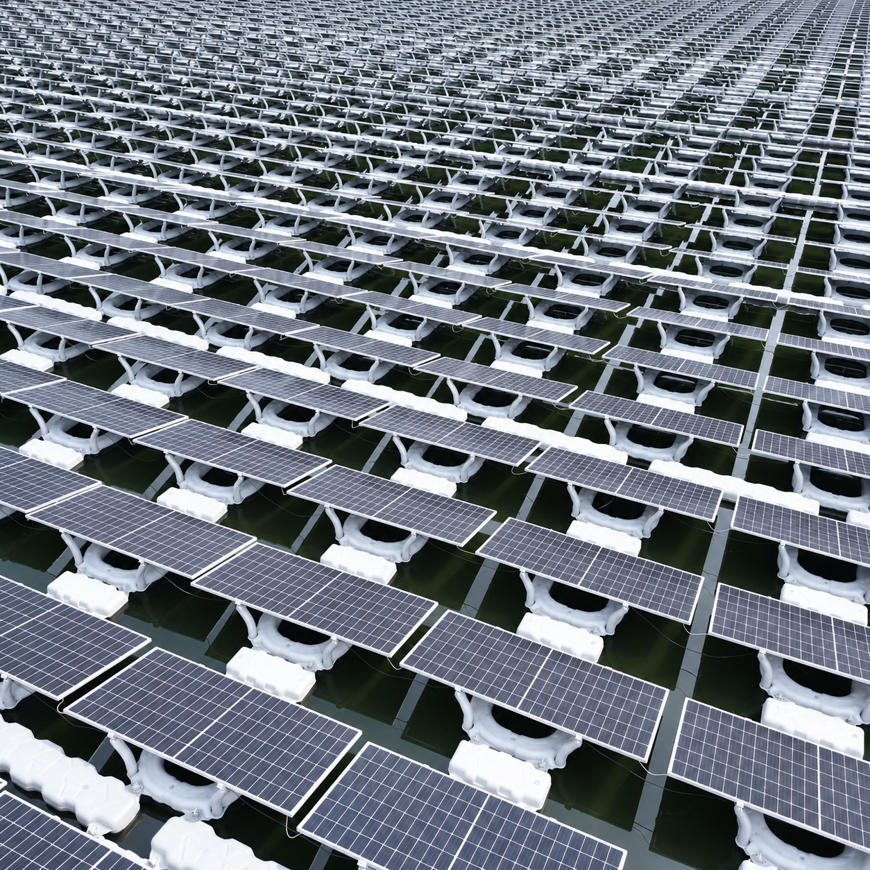 Solar panel array supported by mounting structures